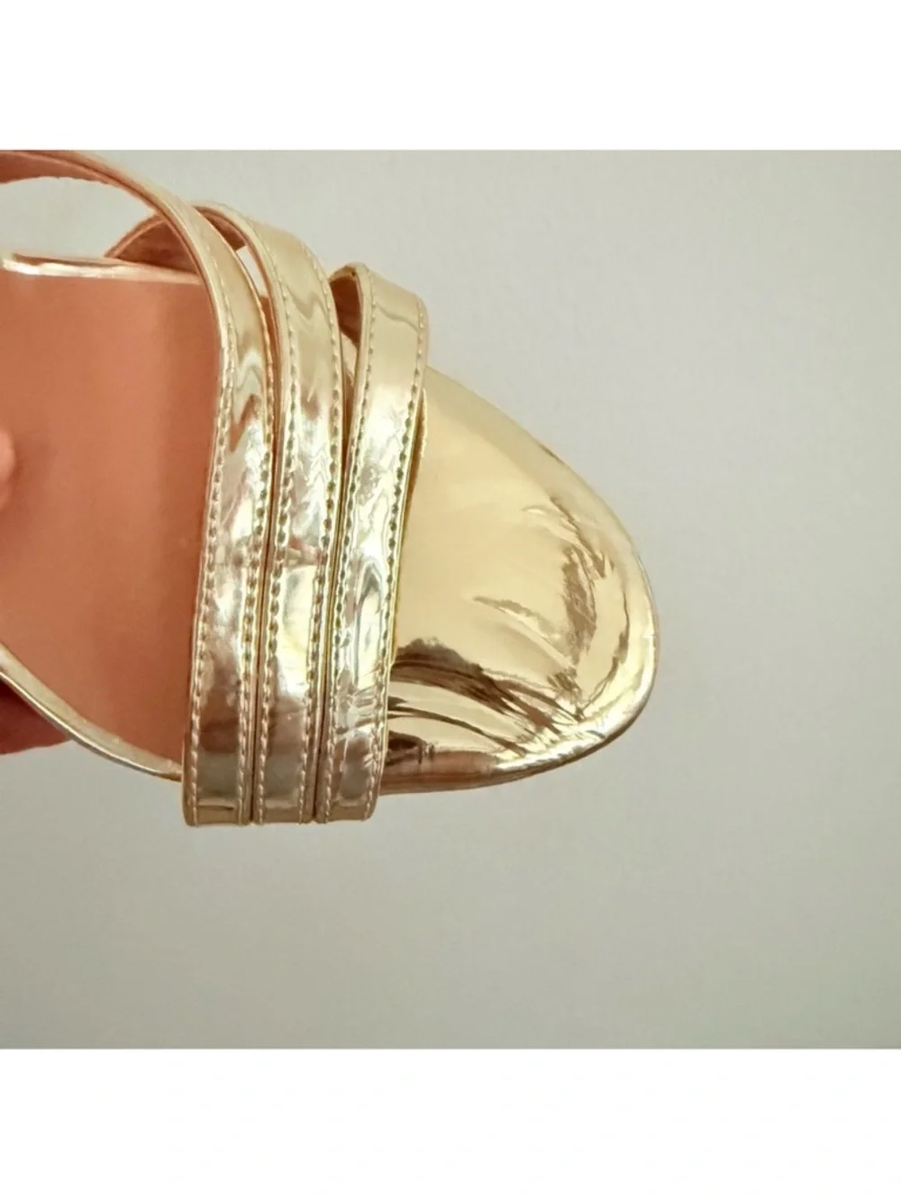 Zara Trafaluc Shiny Metallic Gold Strappy High Heel Sandals